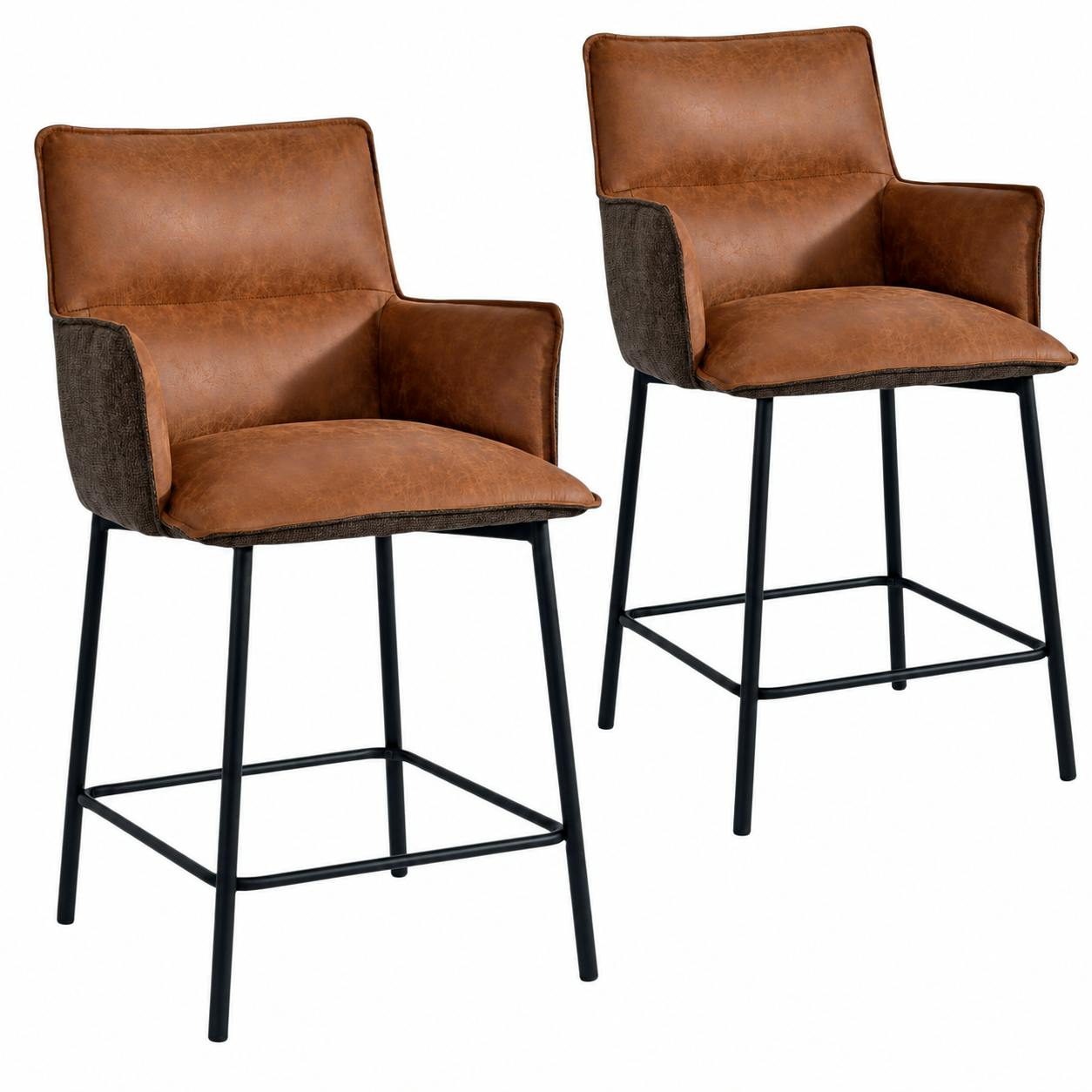 Tabouret de bar avec dossier bi-matière (lot de 2) KERALA, PIER IMPORT