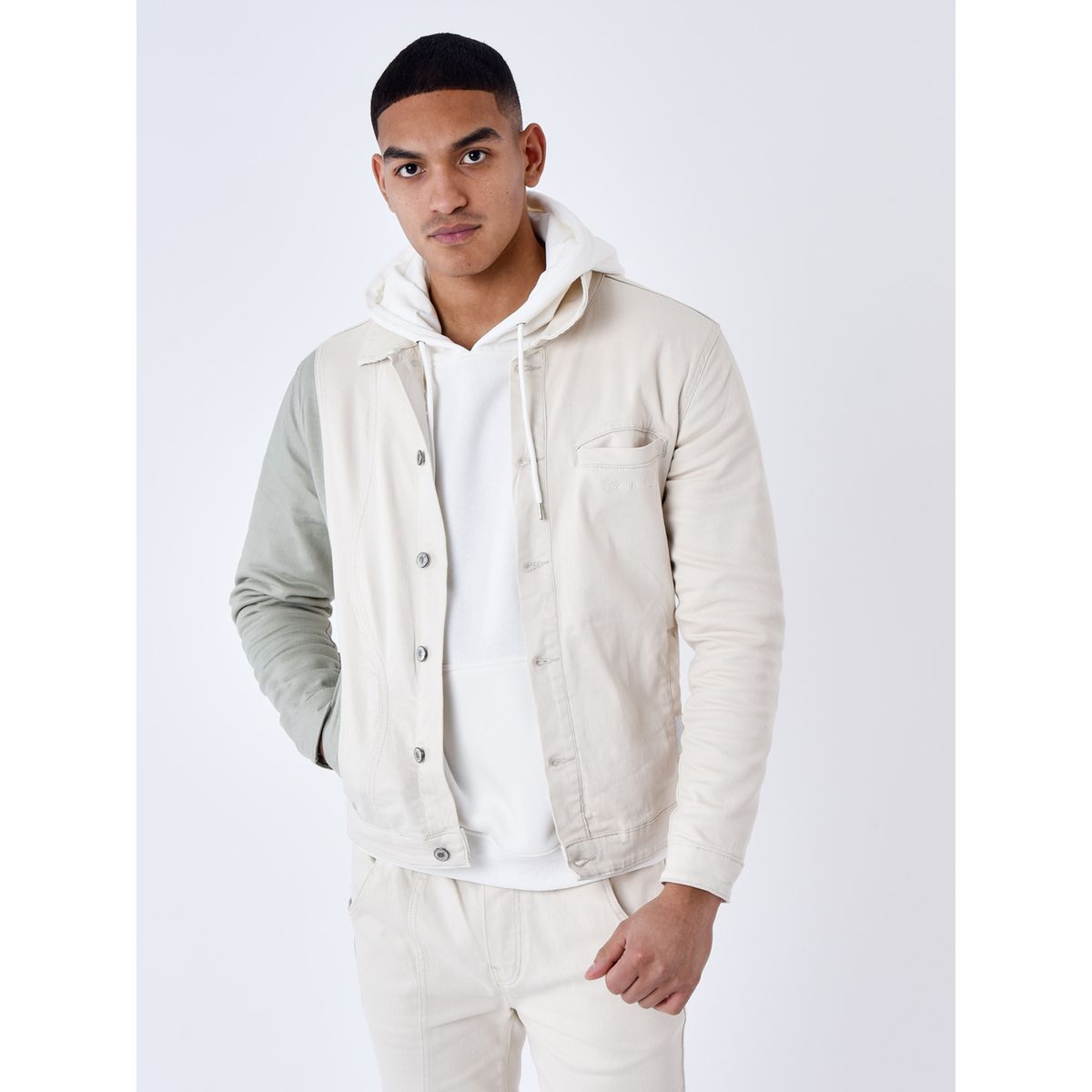 Veste jean blanche homme hot sale