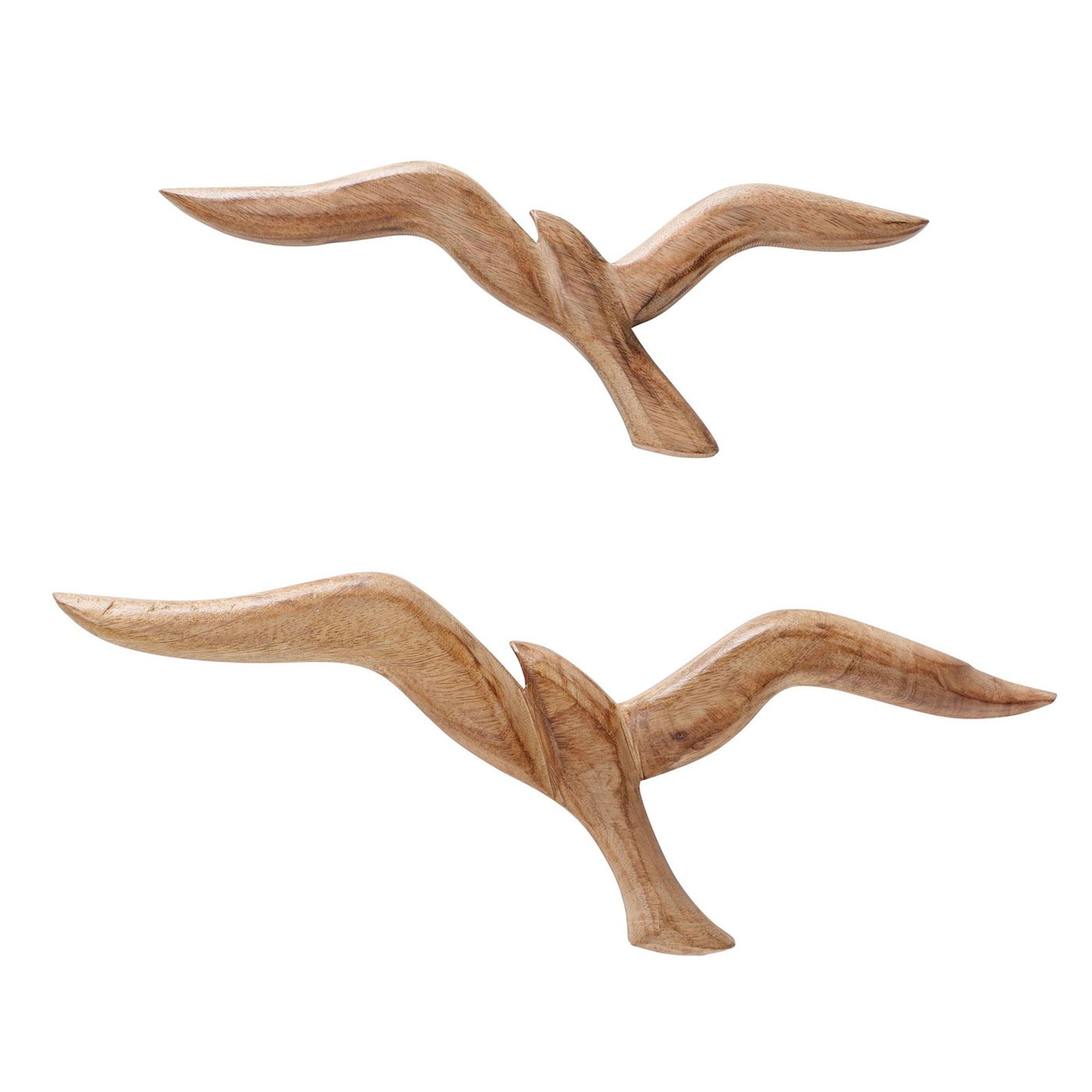 Décoration murale oiseaux 2 mouettes en bois de mangue 16x2.5x46cm, WADIGA