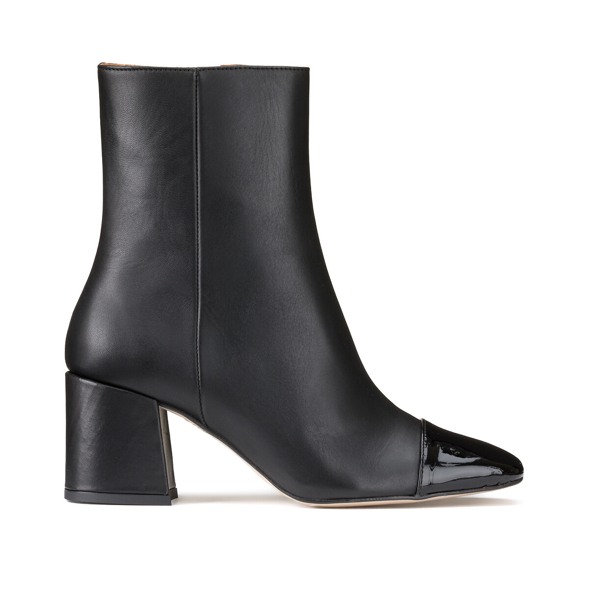 Anaisa pointed ankle boots in leather with block heel , black, Petite ...