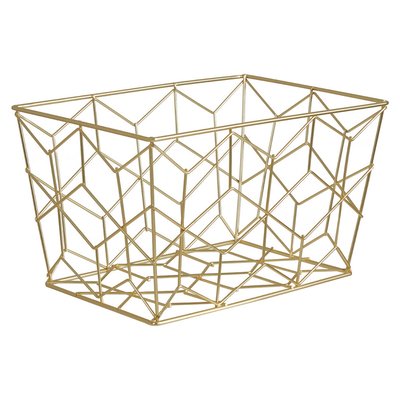 Matte Gold Geometric Wire Storage Basket SO'HOME