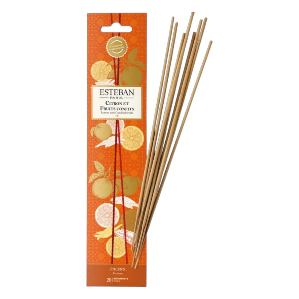 Parfum d'intérieur - Encens indiens 20 bâtonnets Citron et fruits confits, ESTEBAN