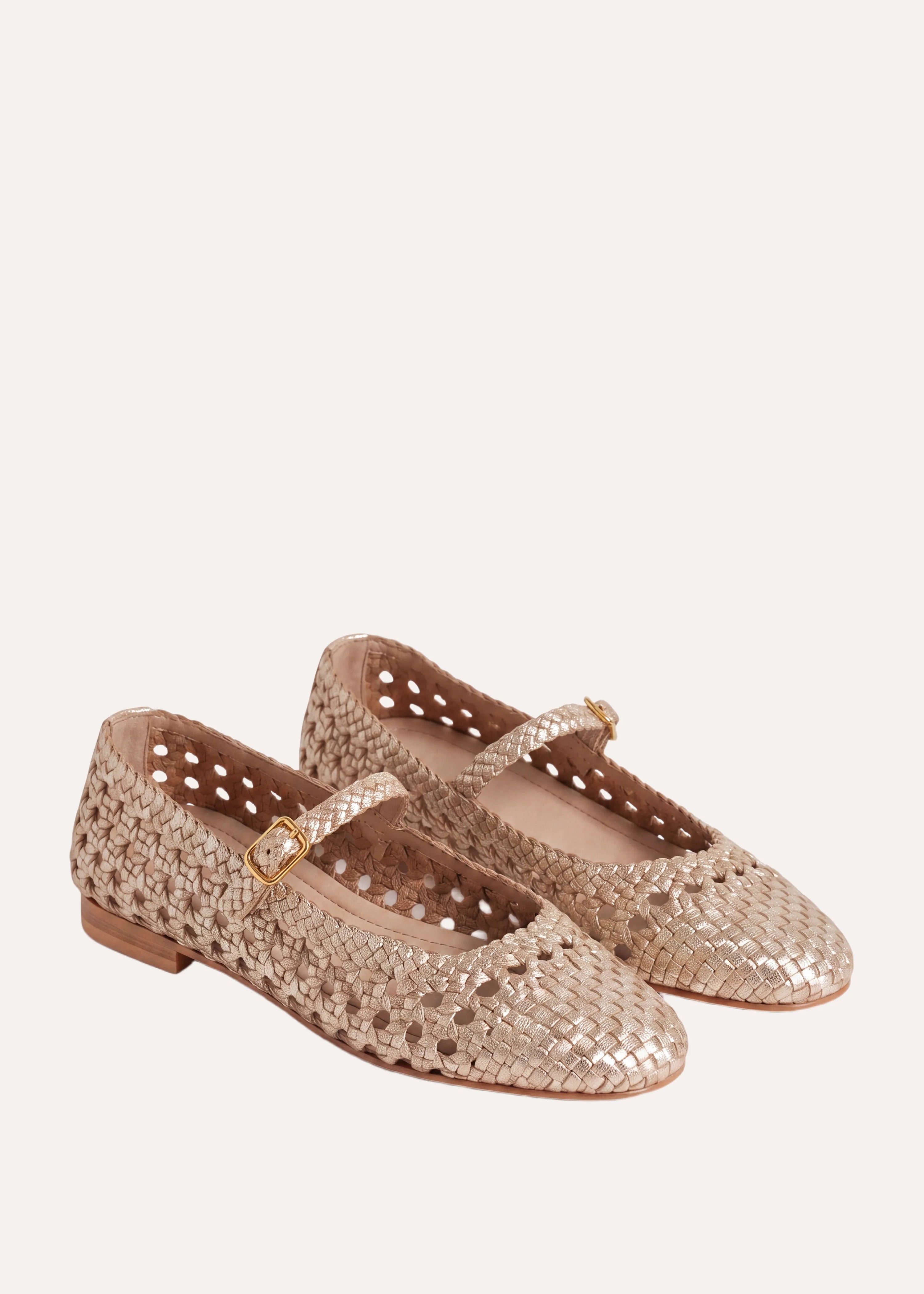 Ballerines tressées à petit talon en cuir, LA FEE MARABOUTEE