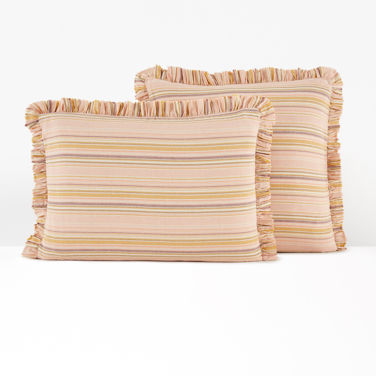Morelia Striped Fringed Cotton & Washed Linen Pillowcase