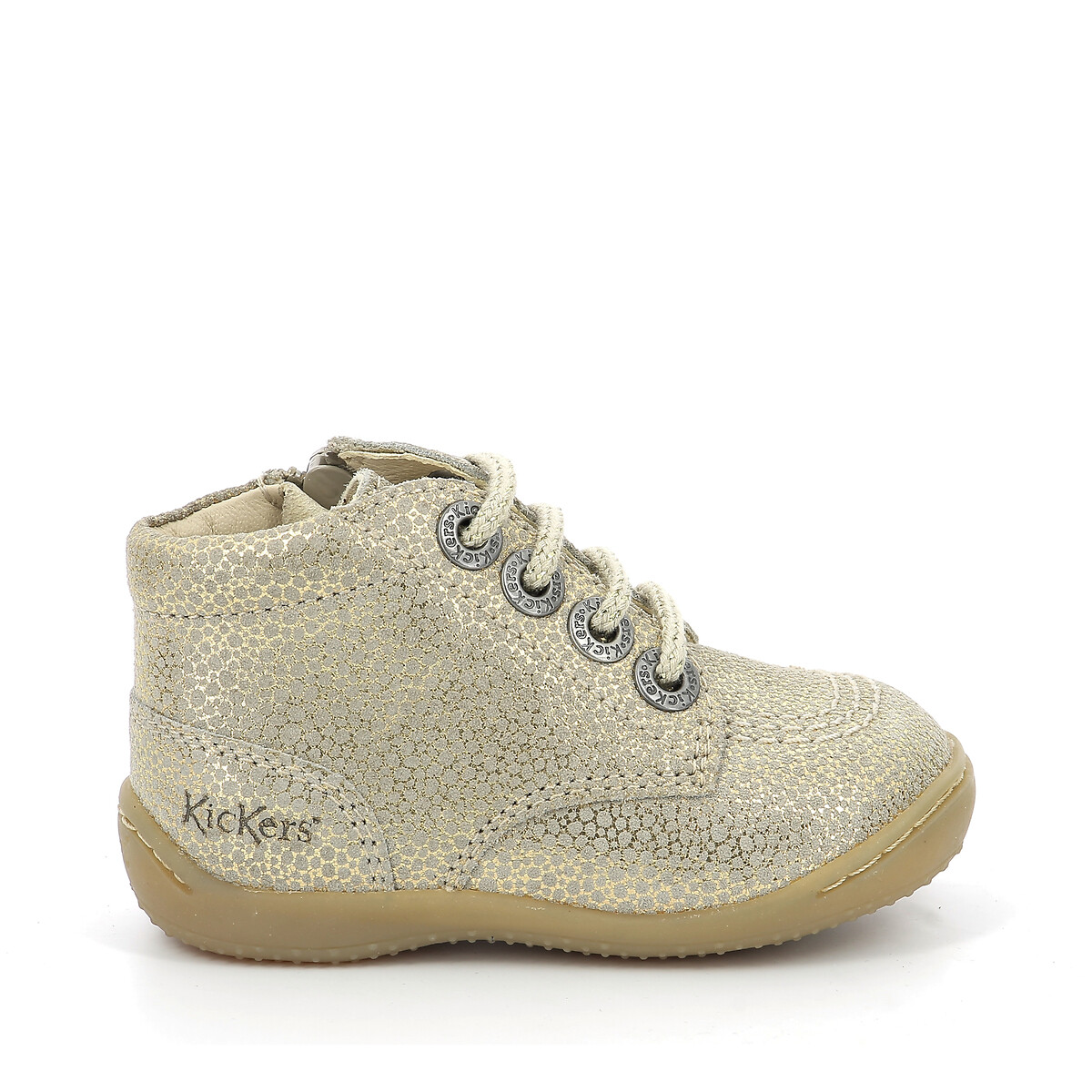 Kids gulyflow ankle boots in leather with laces beige Kickers
