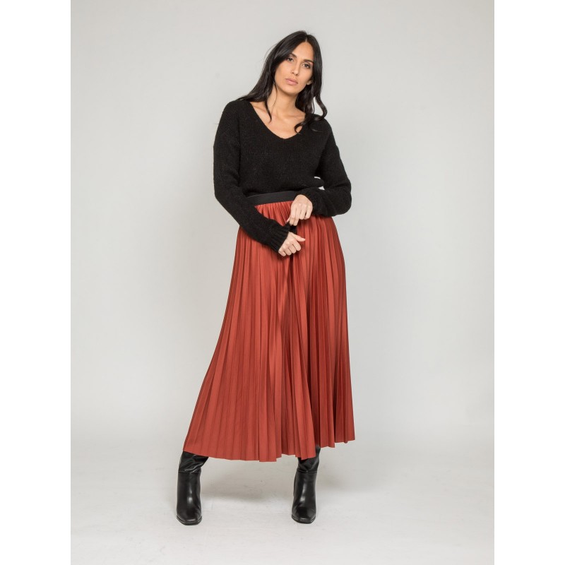 Jupe longue plissee xiste rouge brique Dona Lisa La Redoute