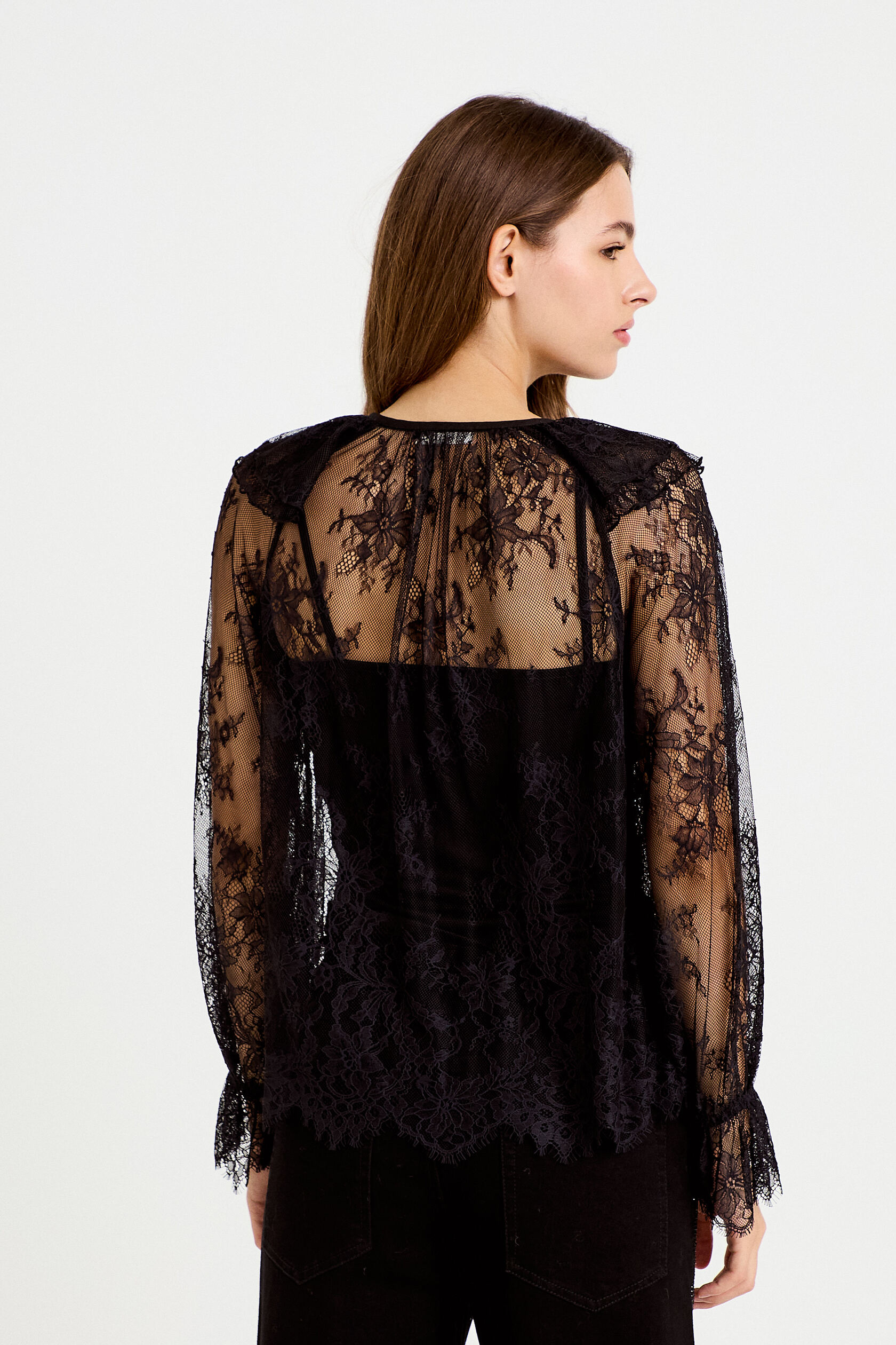 Blouse manches longues en dentelle, CACHE CACHE
