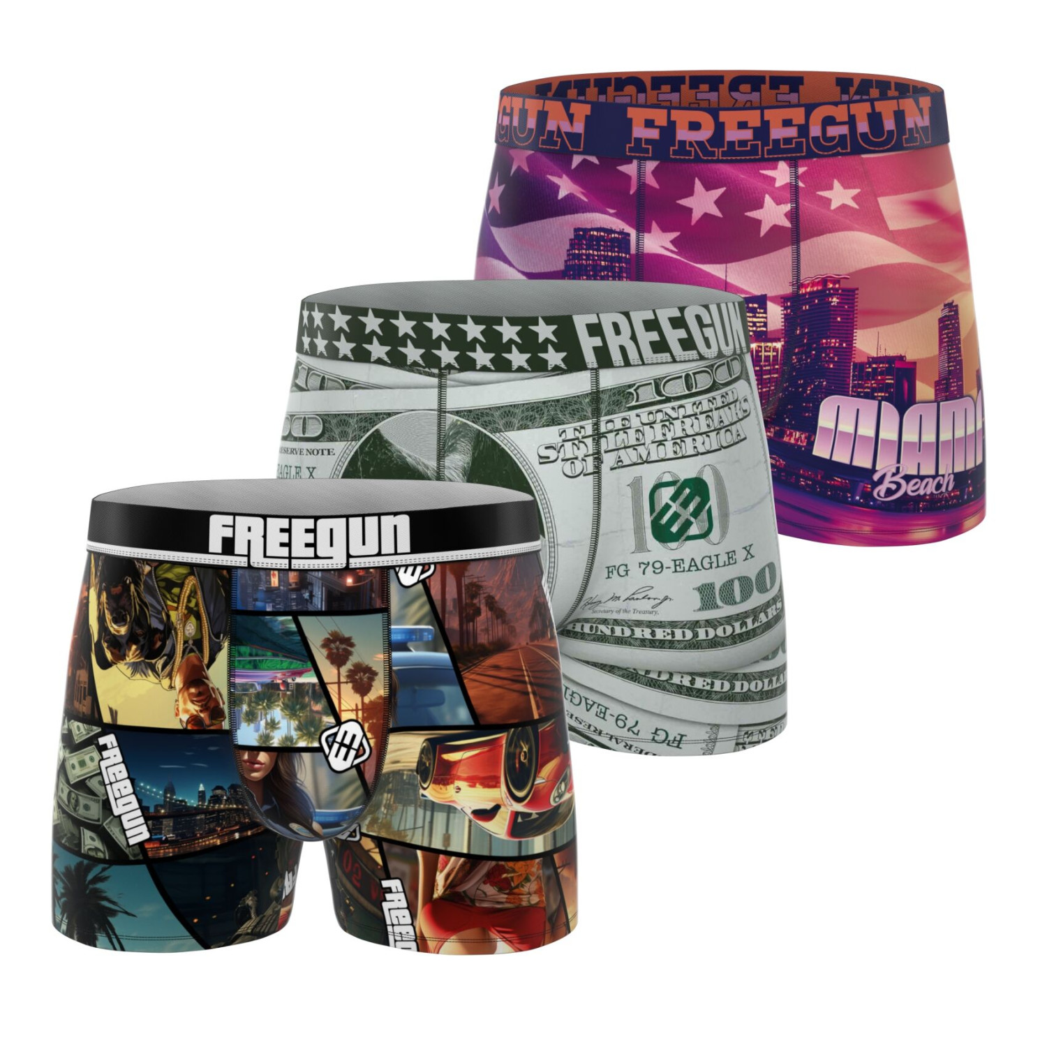 Lot De 3 Boxers Microfibre, FREEGUN