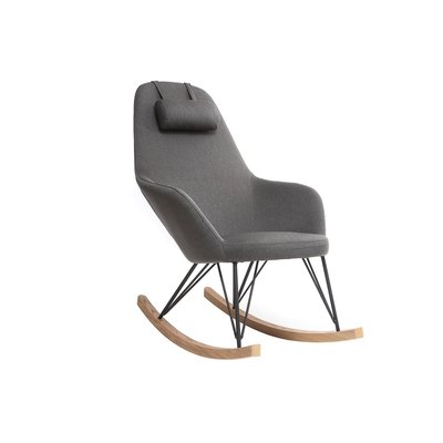 Rocking chair scandinave en tissu effet velours texturé terracotta, métal  et bois clair JHENE MILIBOO
