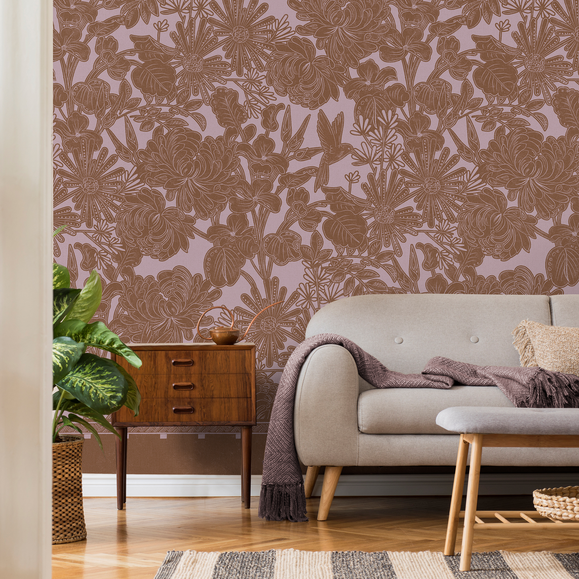 Papier peint panoramique Grandes fleurs, ART FOR THE HOME