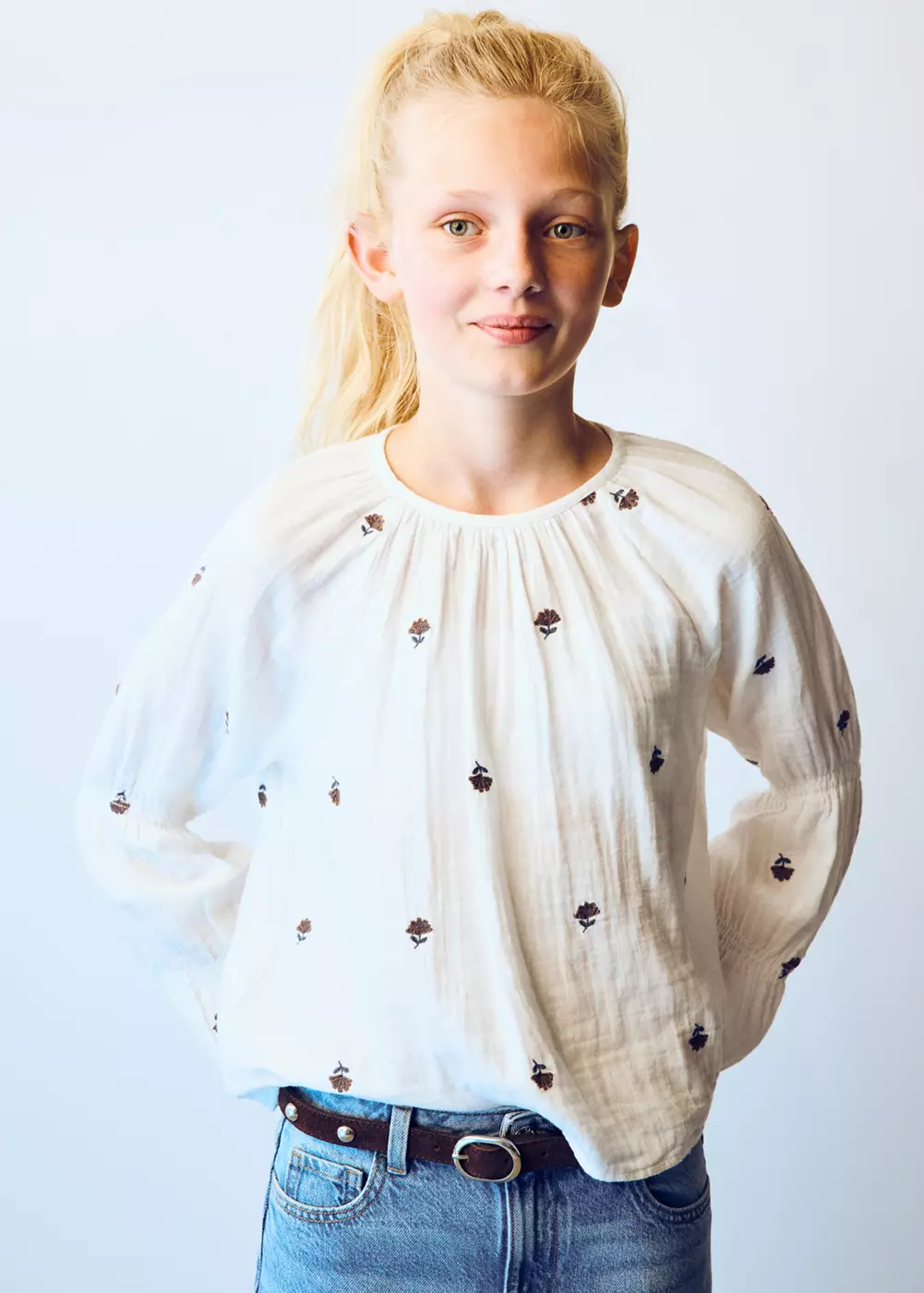 Blouse détails brodés, MANGO KIDS