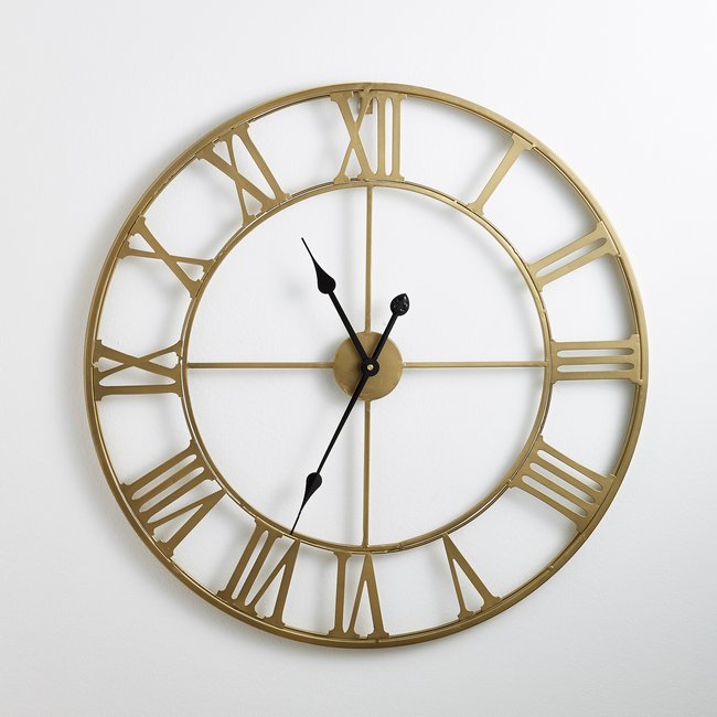 70cm Diameter Zivos Brass Metal Clock, brass, SO'HOME
