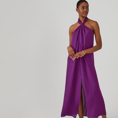 Sleeveless Halterneck Midi Dress with Crossover Front LA REDOUTE COLLECTIONS
