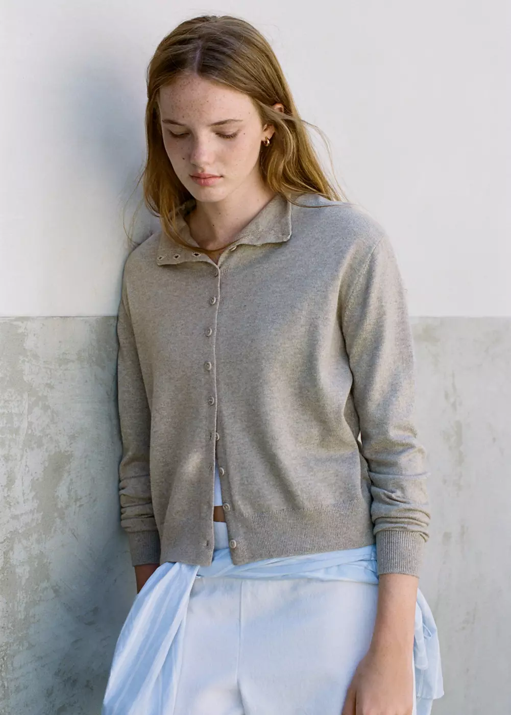 Cardigan col montant boutons, MANGO TEEN