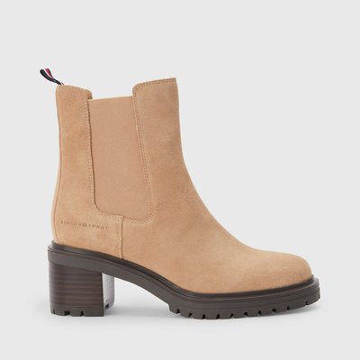 Suede Chelsea Boots with Block Heel TOMMY HILFIGER