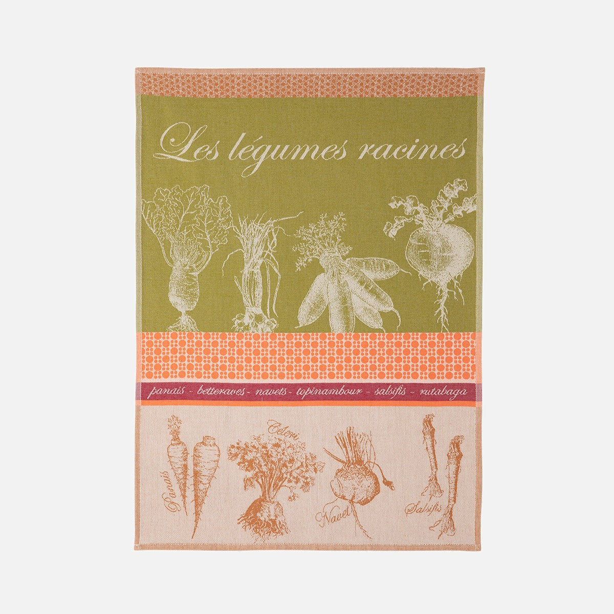 Torchon jacquard en coton LÉGUMES RACINES, COUCKE