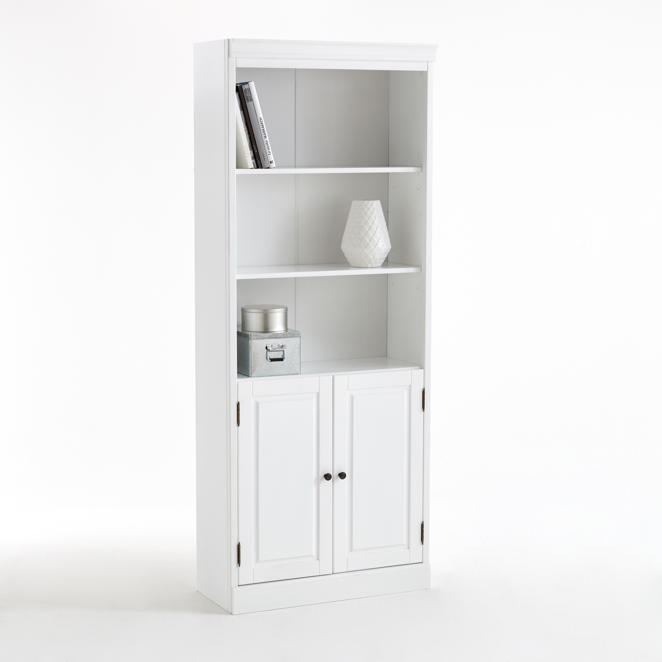 Authentic Style Modular Bookcase White, White Solid Wood Bookcase With Doors
