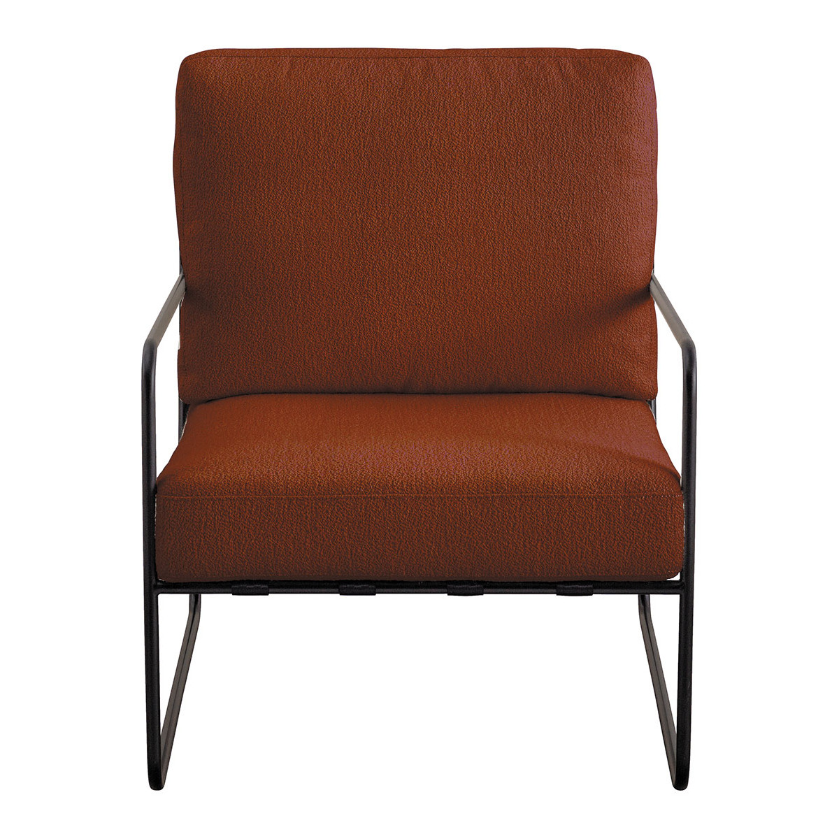 Fauteuil GASPARD en bouclette et métal, BLANC D’IVOIRE