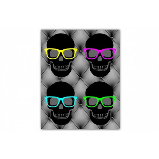 tableau rock pop tete de mort quadri couleur l.55 x h.80 cm daouda