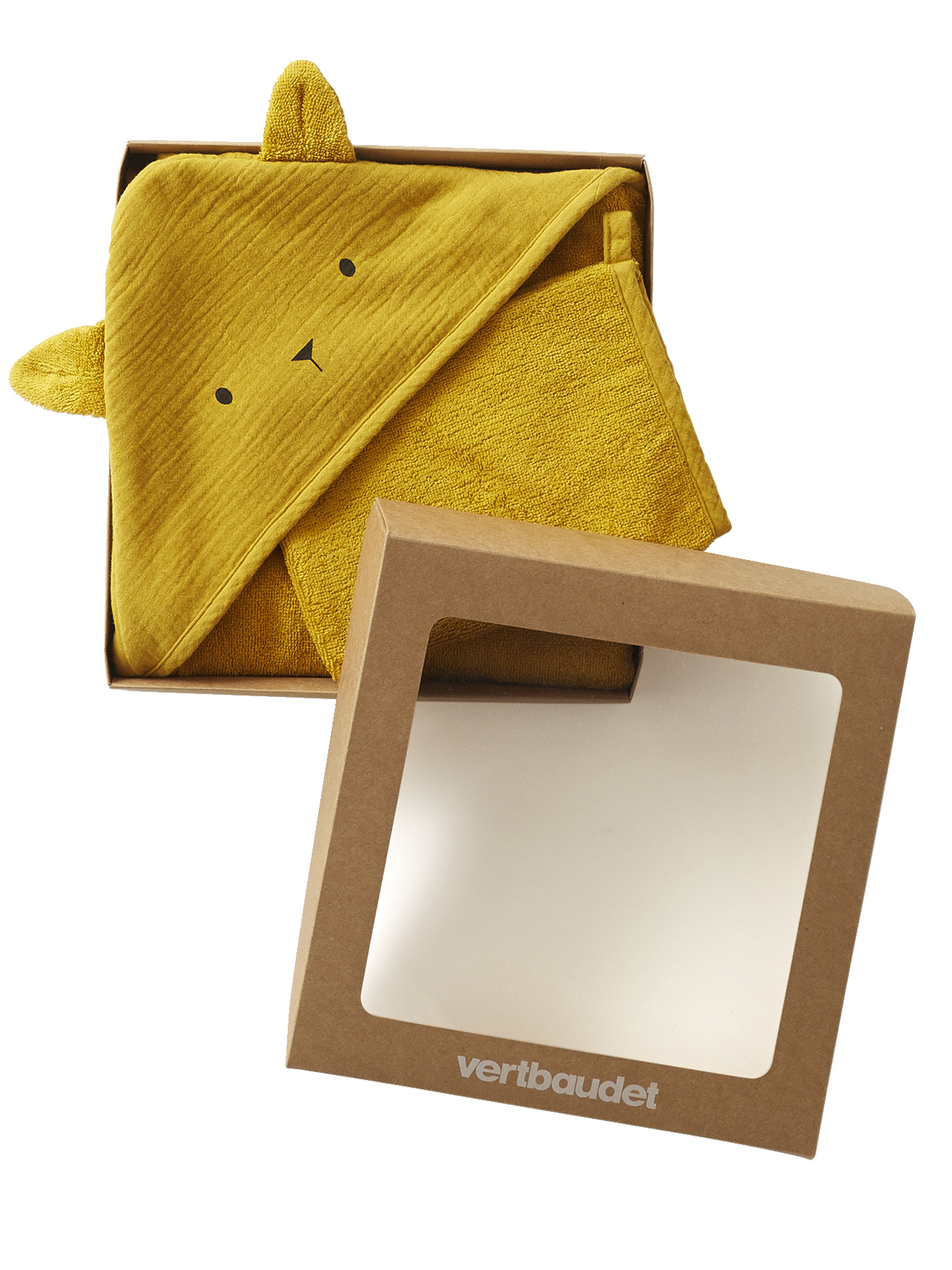 Cape de bain + gant en gaze de coton bio*,, VERTBAUDET