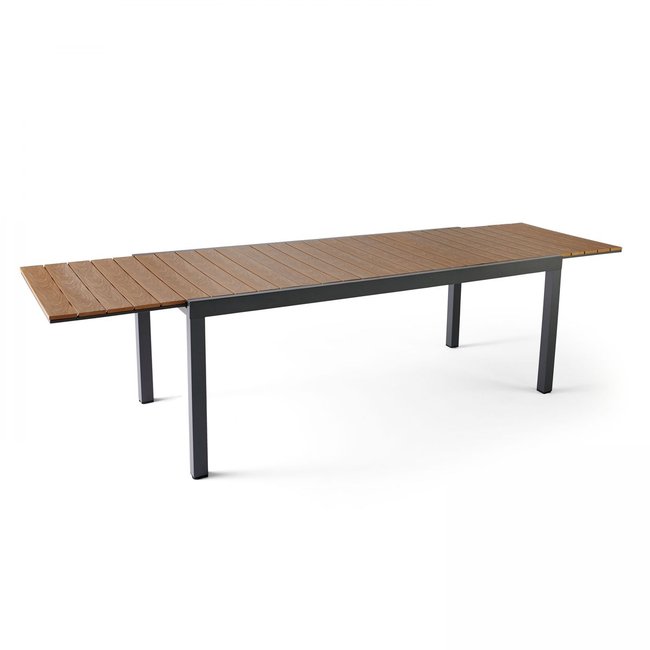 Table de jardin extensible 200/300 aluminium et bois synthétique NIMES gris <span itemprop=