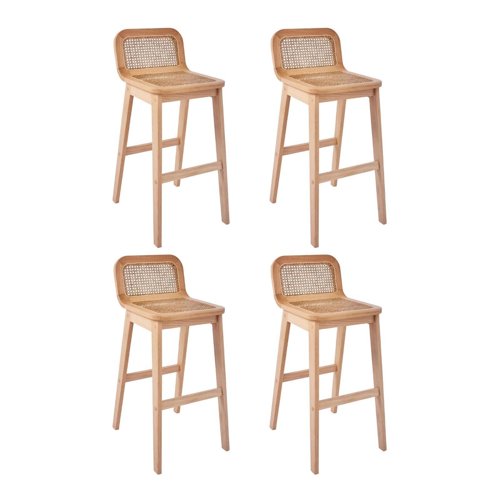 Lot de chaises d'îlot et bar en chêne et assise cannage 65cm SANA, MOB IN