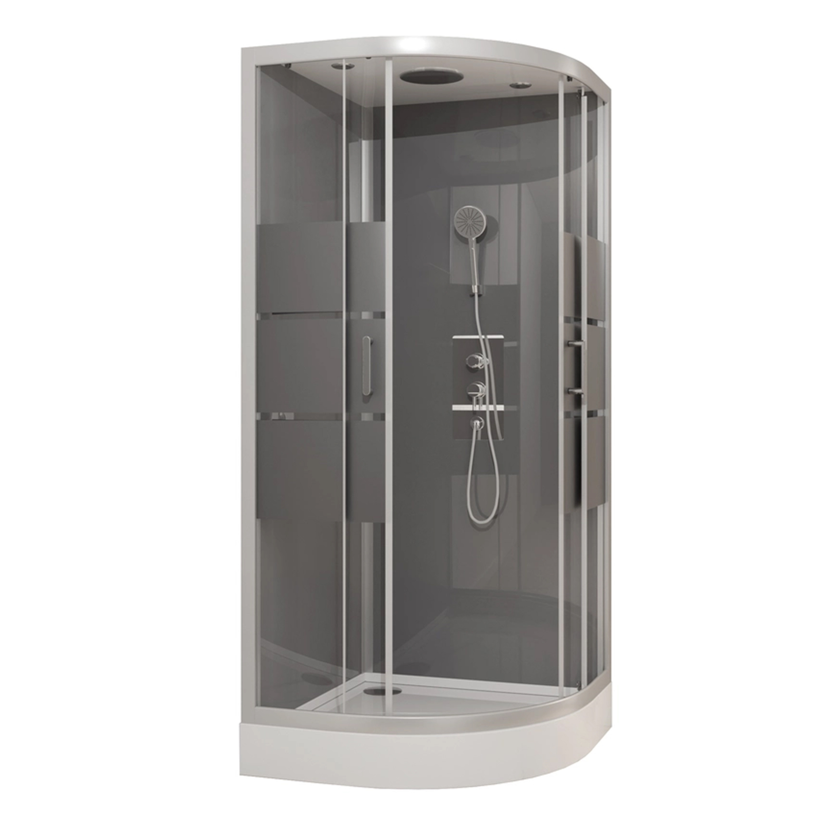 Cabine de douche ronde à bandes laquées, HOME MAISON