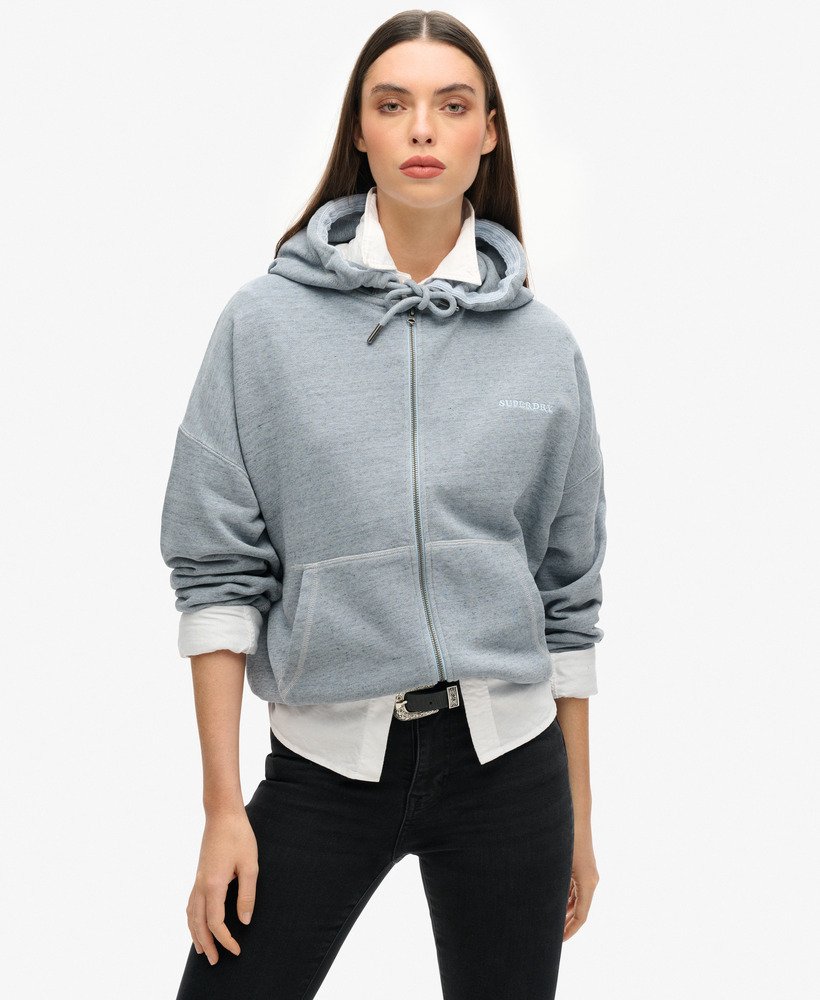Sweat à capuche zippé surteint à logo Essential, SUPERDRY