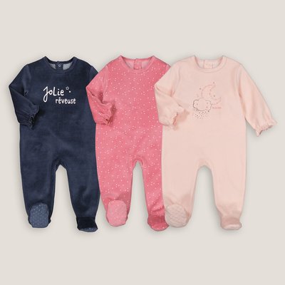 Pack of 3 Sleepsuits in Velour LA REDOUTE COLLECTIONS