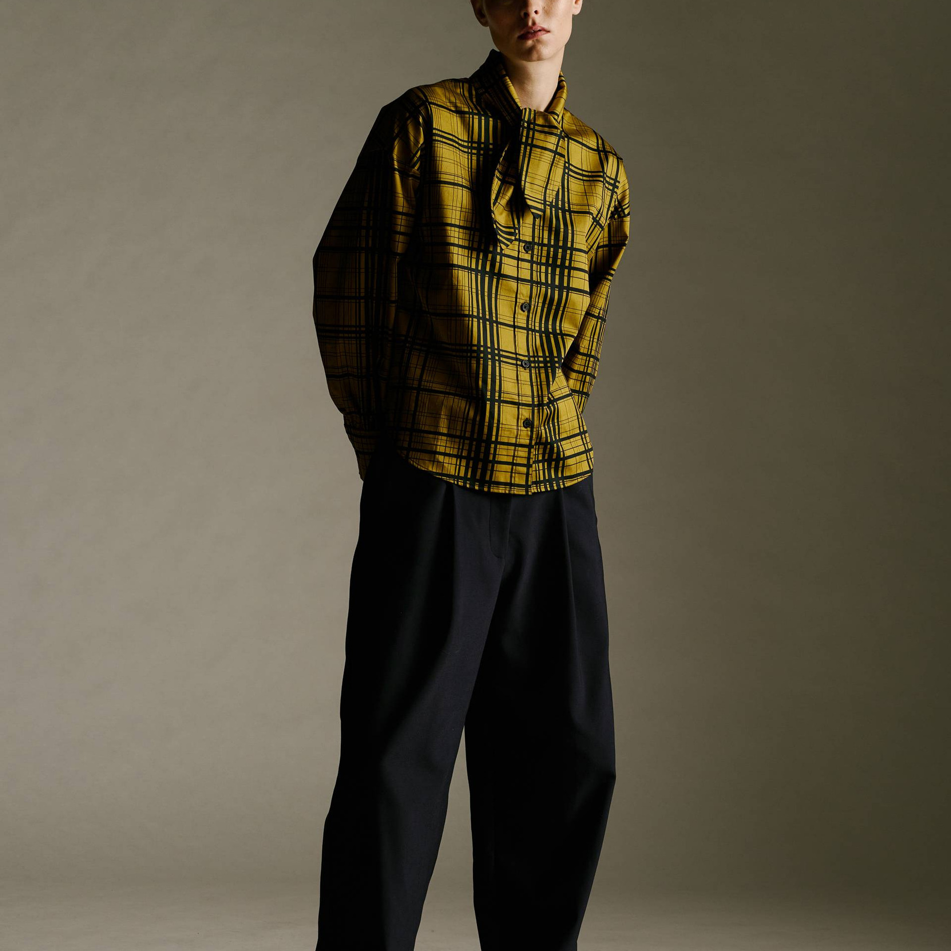 Pantalon à pince en coton, MONOPRIX