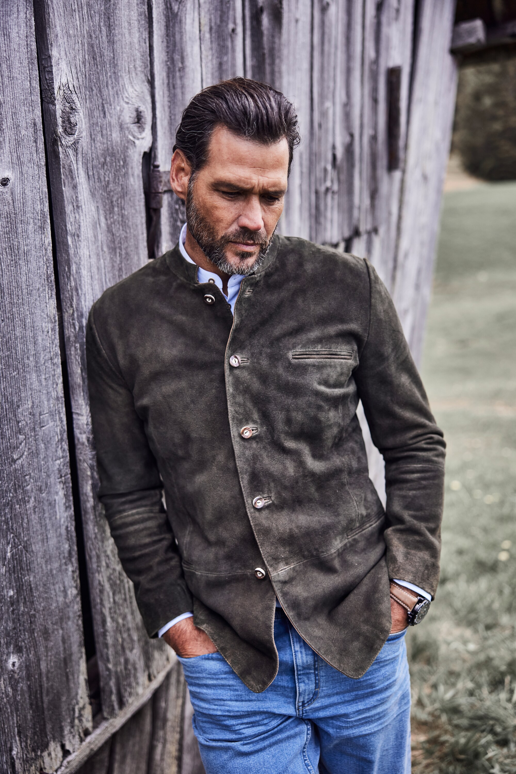 JP 1880 Hommes Grandes Tailles L-8XL Veste en Cuir suédé, col Montant et Patte de Boutonnage Expresso XL 815867119-XL
