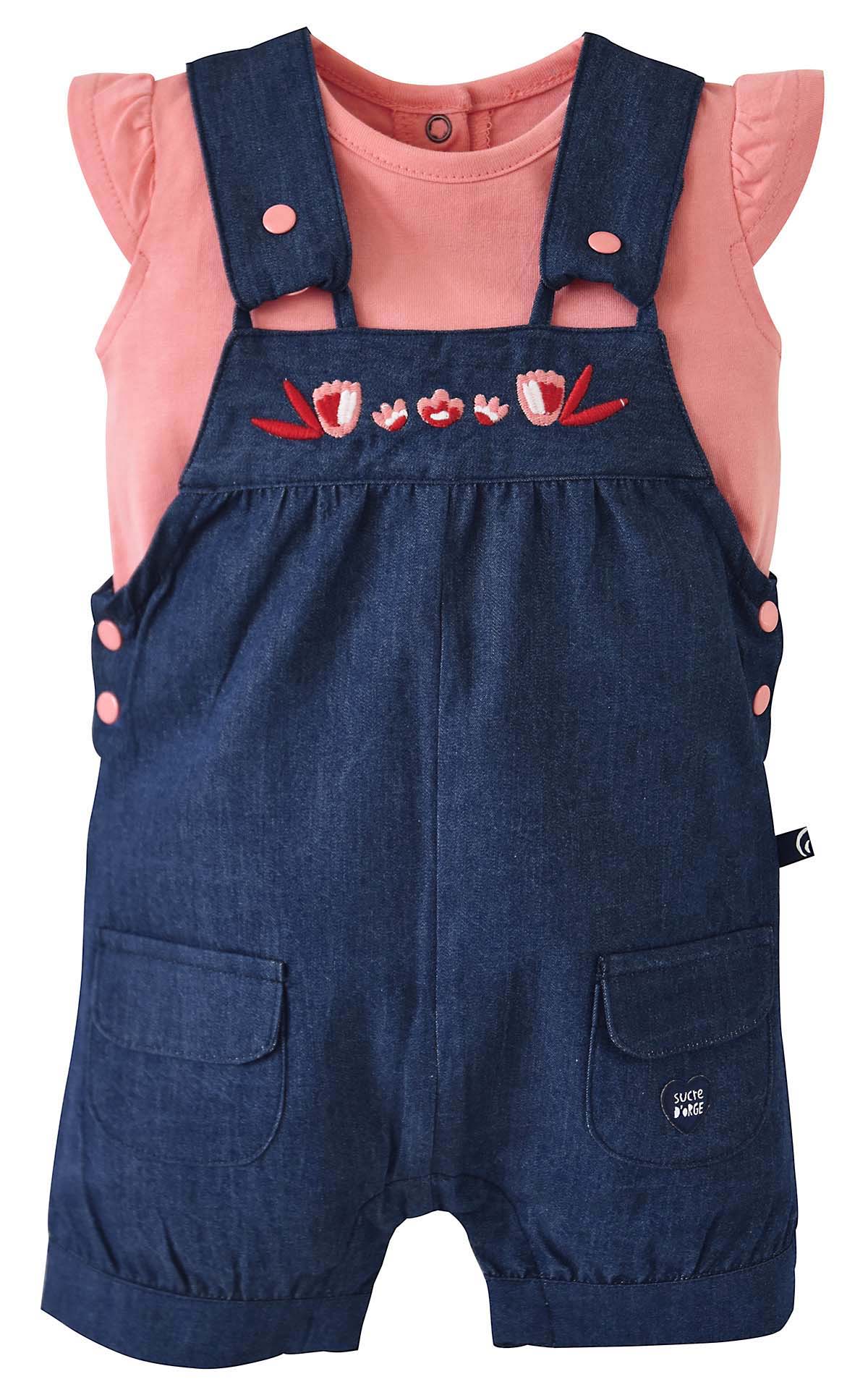 T-shirt + salopette bebe fille aude, SUCRE D'ORGE