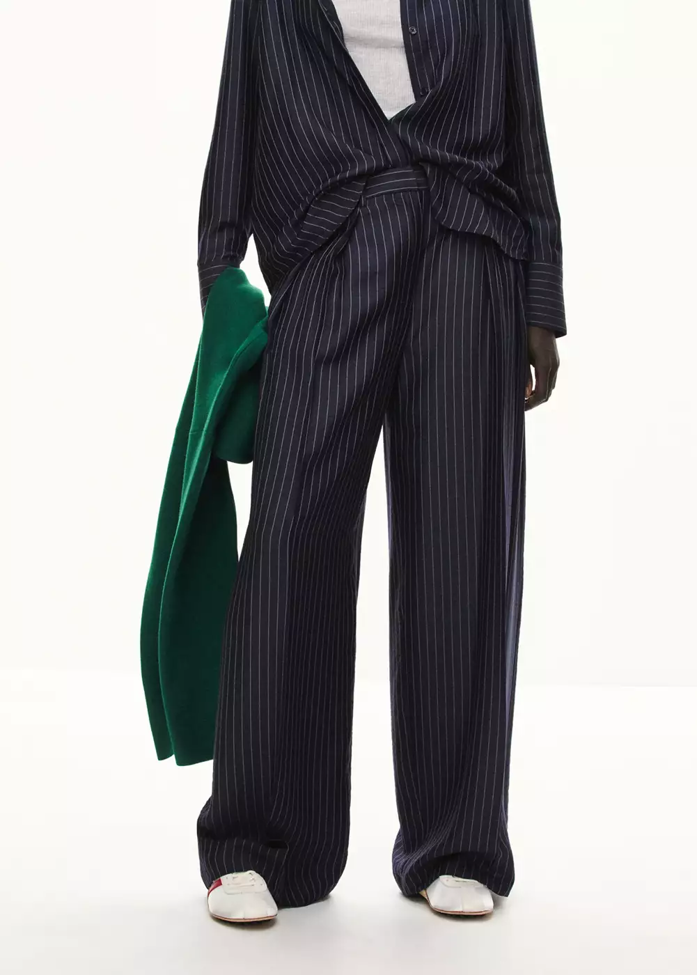 Pantalon wide leg à rayures tennis en contraste, MANGO