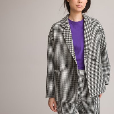 Recycled Oversize Jacket in Houndstooth Check LA REDOUTE COLLECTIONS