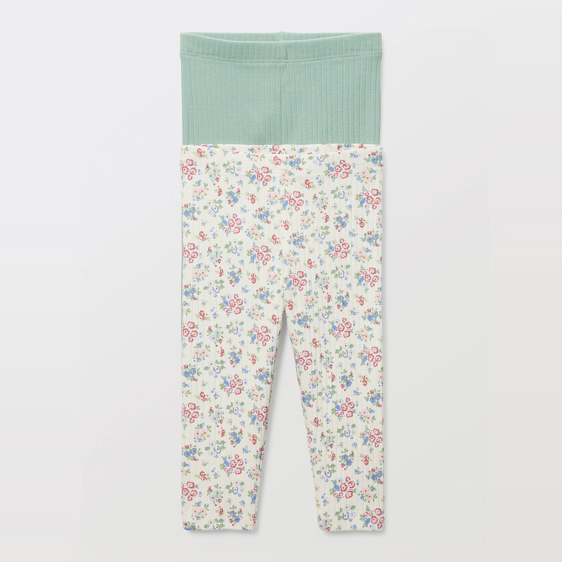 Lot de 2 leggings un uni et un imprimé en coton BIO GOTS, BOUT'CHOU