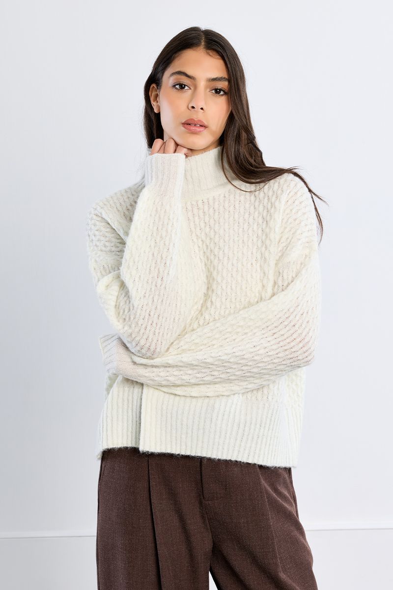 Pull col coulé, uni, LILI SIDONIO