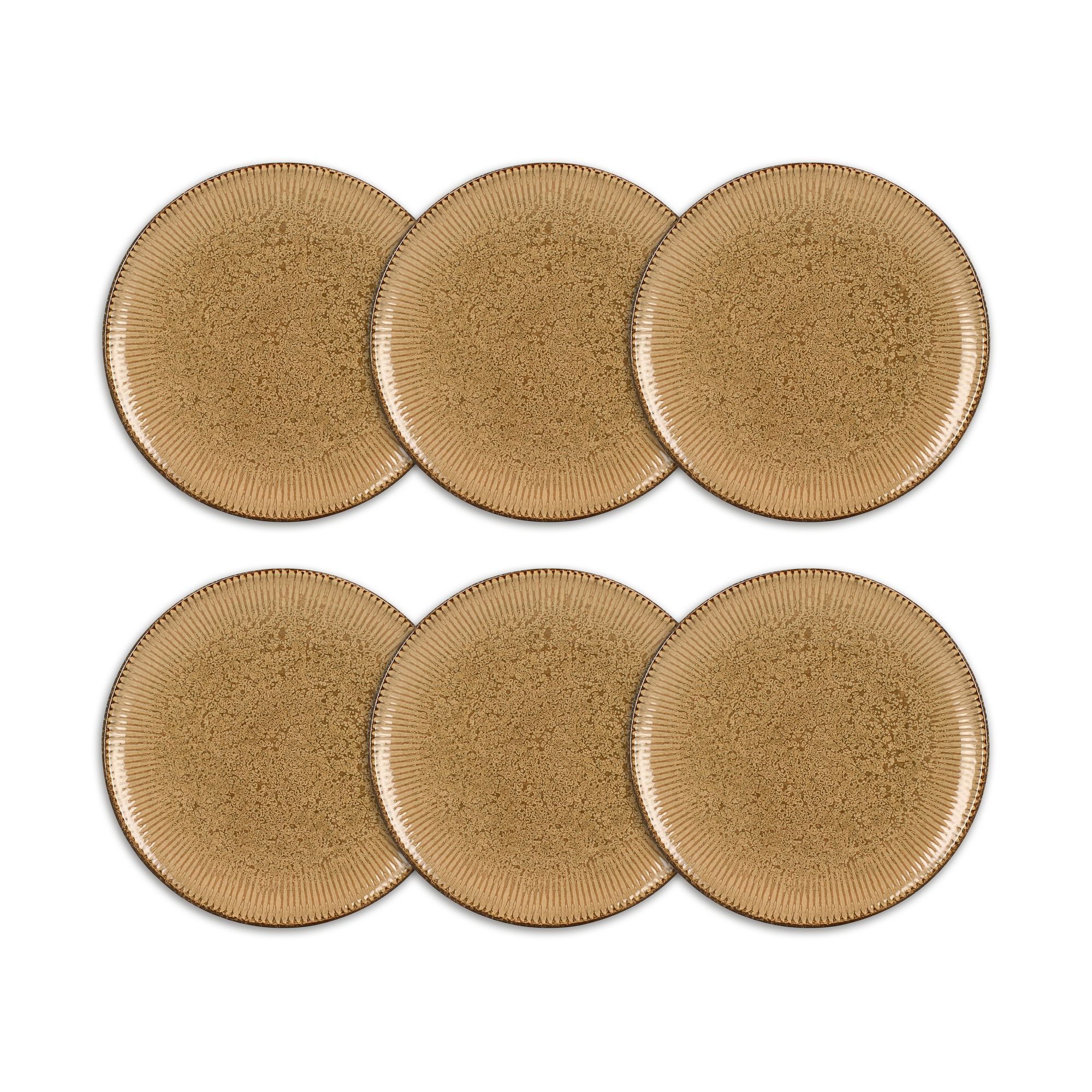 Lot de 6 assiettes à dessert 21cm en porcelaine, LUNEA, OGO LIVING