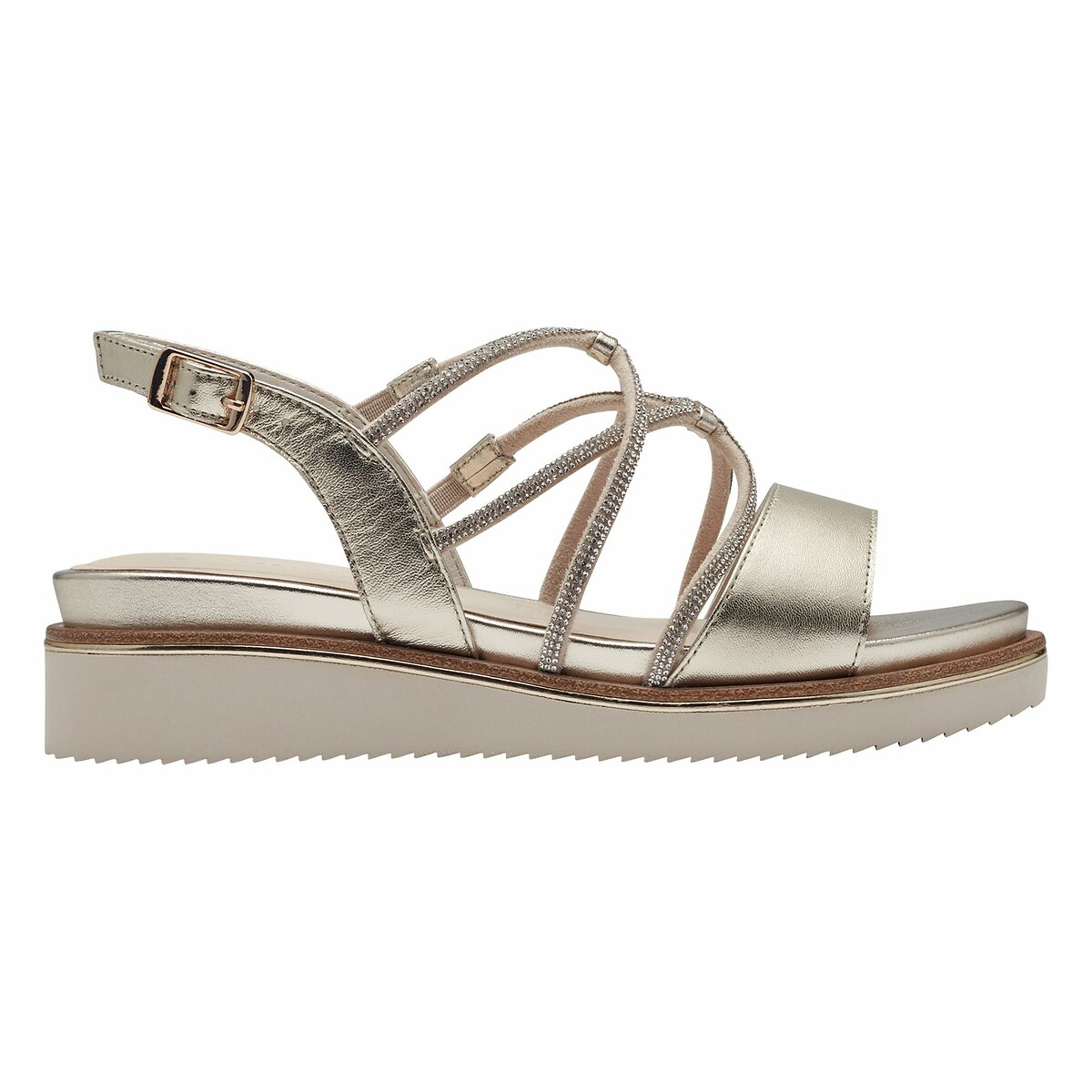 Leren sandalen met sleehak en meerdere banden