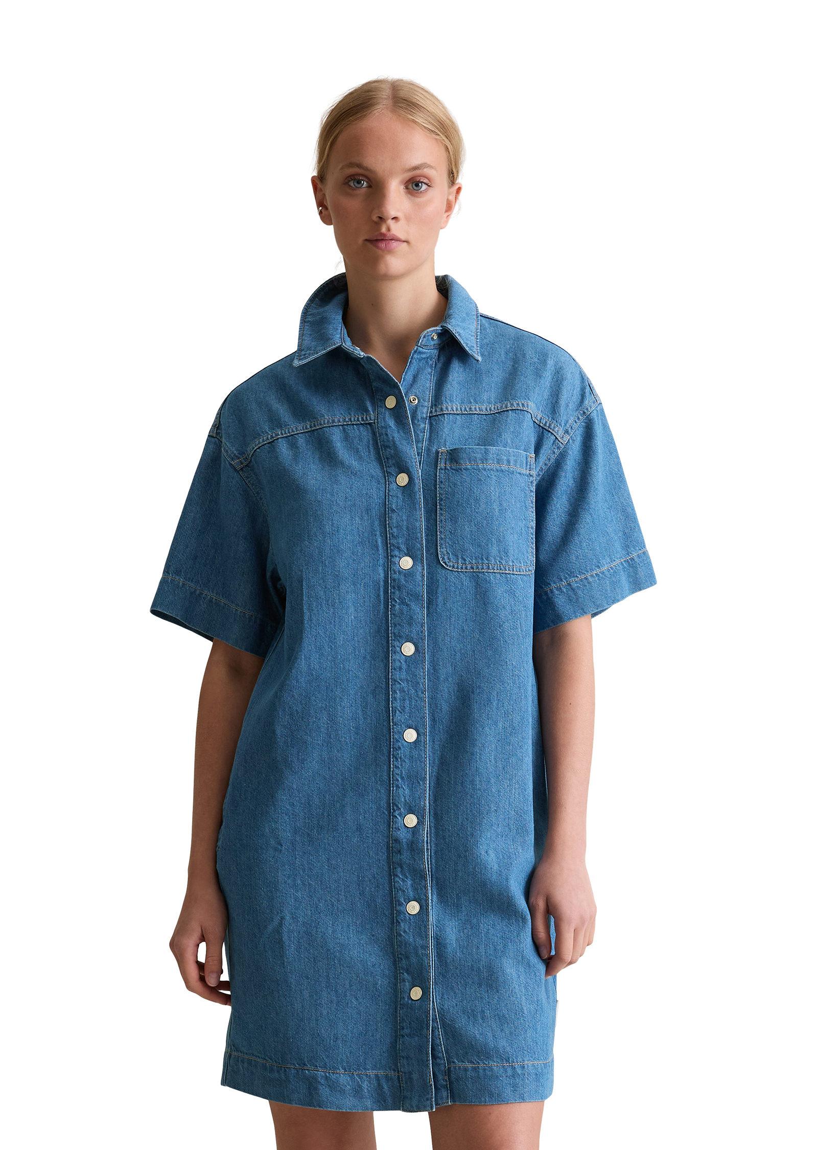 Robe en jean relaxed avec fil de lin recyclé, MARC O’POLO DENIM