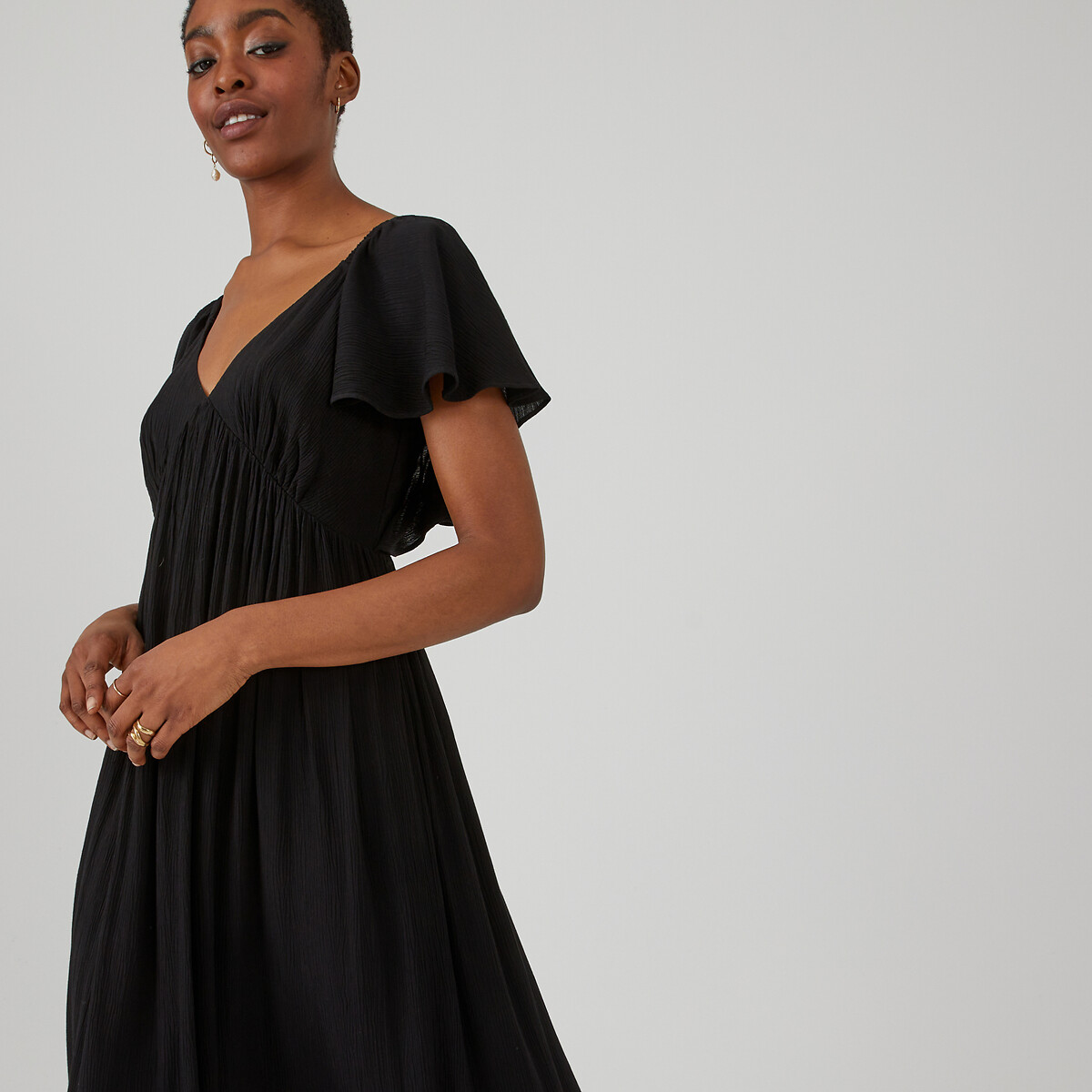 Empire line maxi dress with ruffled sleeves La Redoute Collections La Redoute