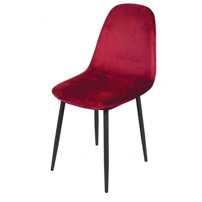 Chaise en velours rouge pieds en métal noir - 44x53x88cm WADIGA