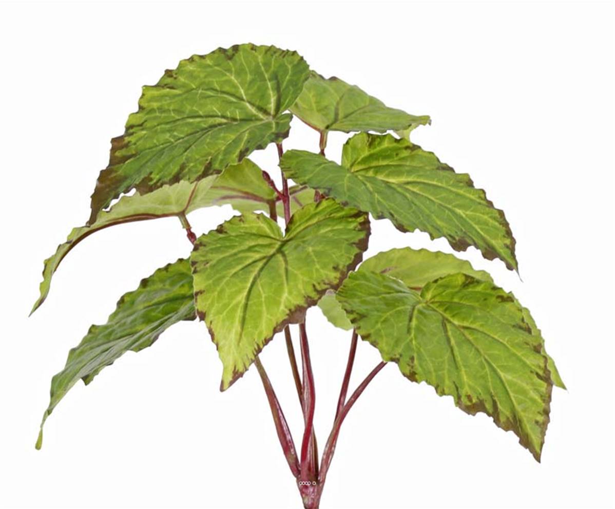 Begonia artificel en piquet 9 feuilles H25cm, ARTIFICIELLES