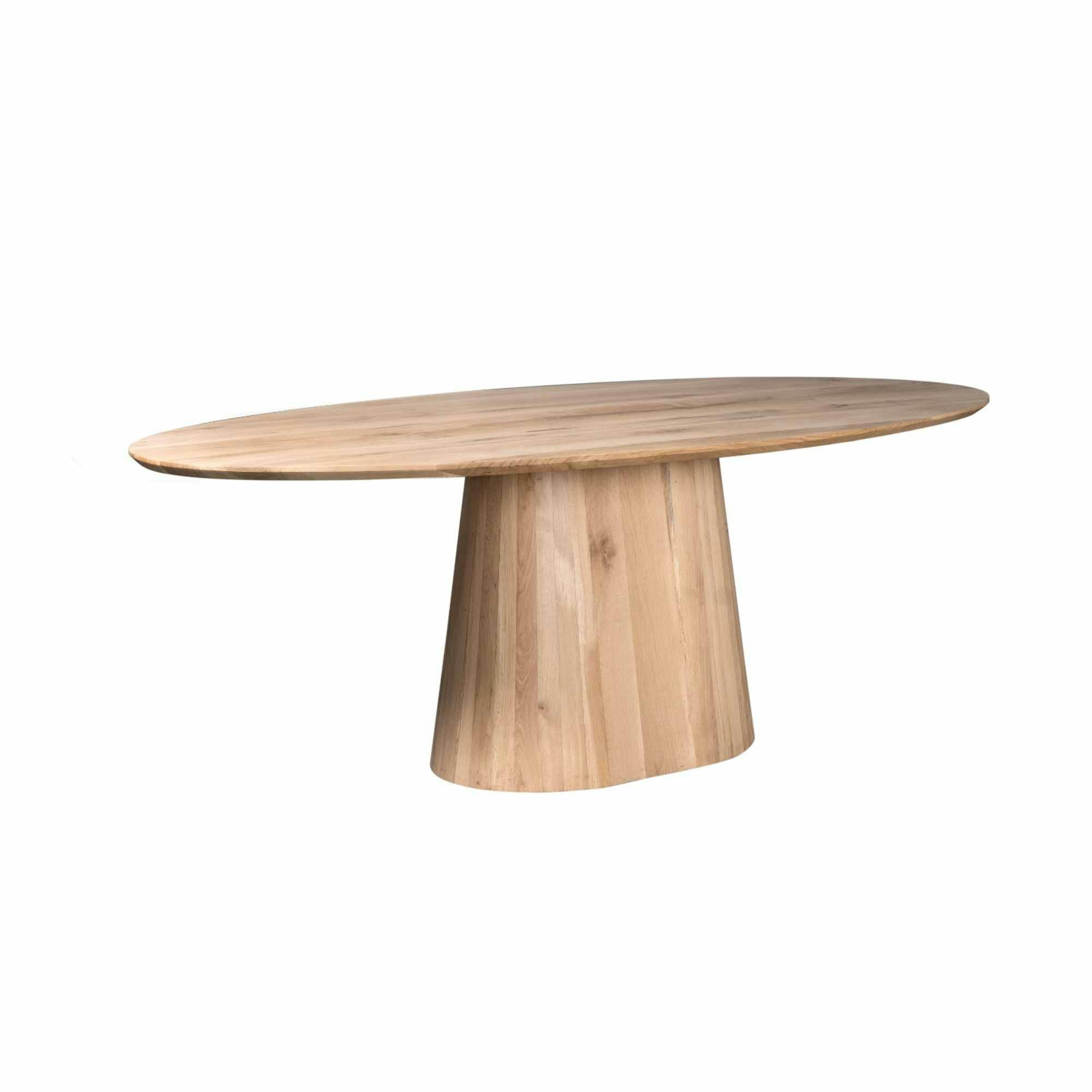Table à manger ovale bois de chêne et pied central 210 cm LEXTON, PIER IMPORT