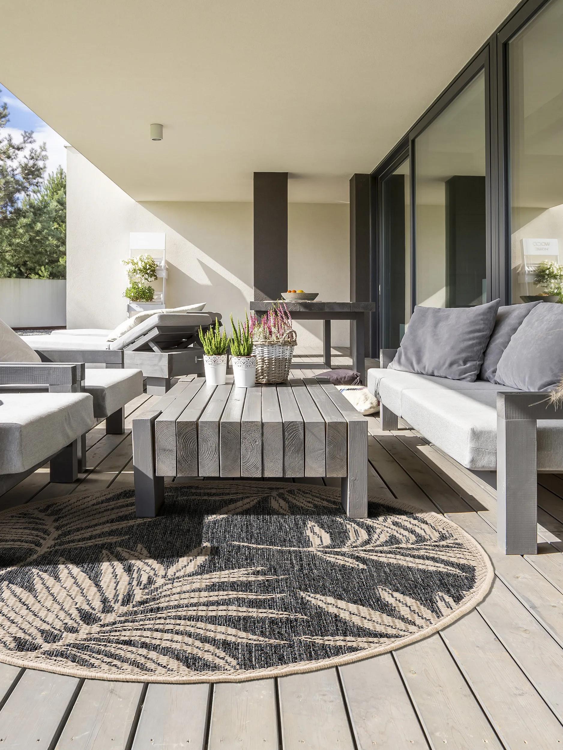 Tapis d'extérieur & intérieur rond RIVER, BENUTA