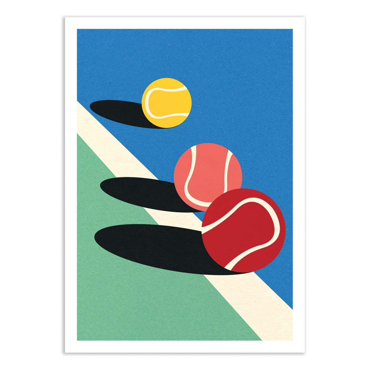 Affiche d'art - 3 tennis balls - Rosi Feist, WALL EDITIONS