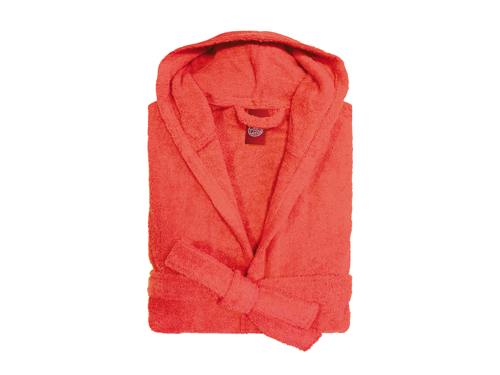 Peignoir à capuche enfant 100% coton peigné, TOUT SIMPLEMENT BAIN, BLANC CERISE
