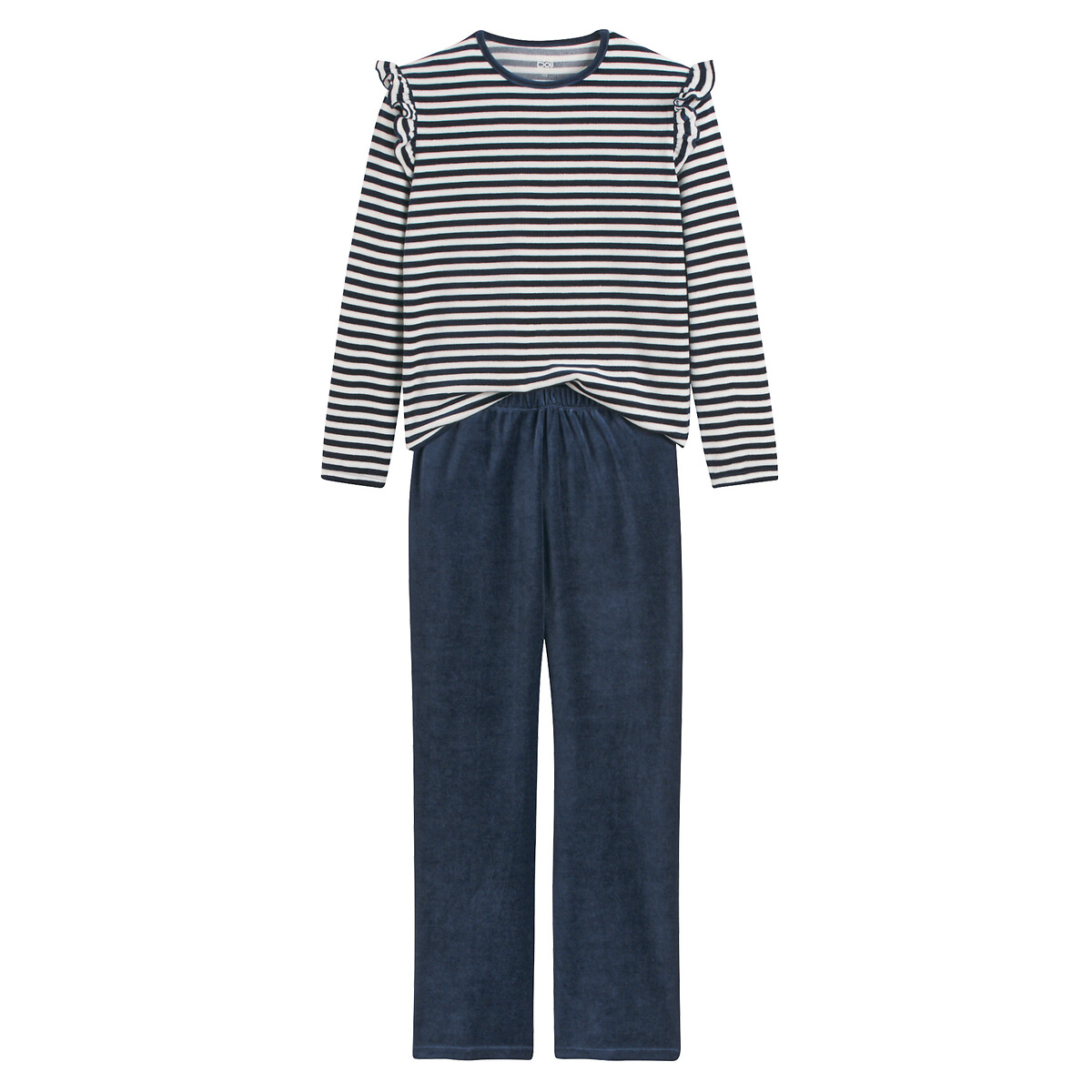 Pyjama in fluweel, met strepen