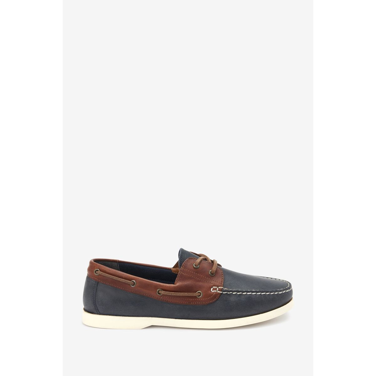 Chaussures de bateau en cuir bleu marine Next La Redoute