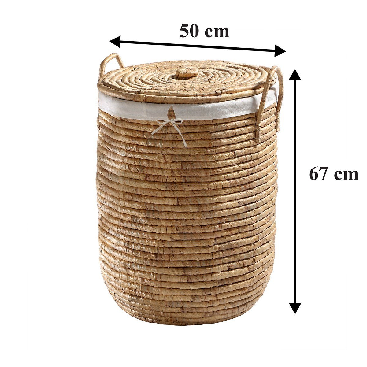 épine lace cotton panier Panier à linge avec housse en tissu et couvercle - h65 cm