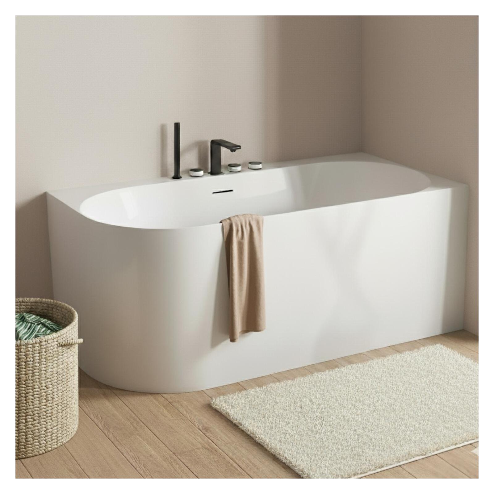 Baignoire acrylique Lucite semi-îlot blanche 170cm - Angle droit FORMA, MOB IN